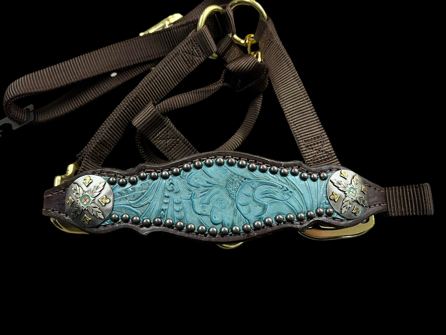 Fiji floral on dark leather