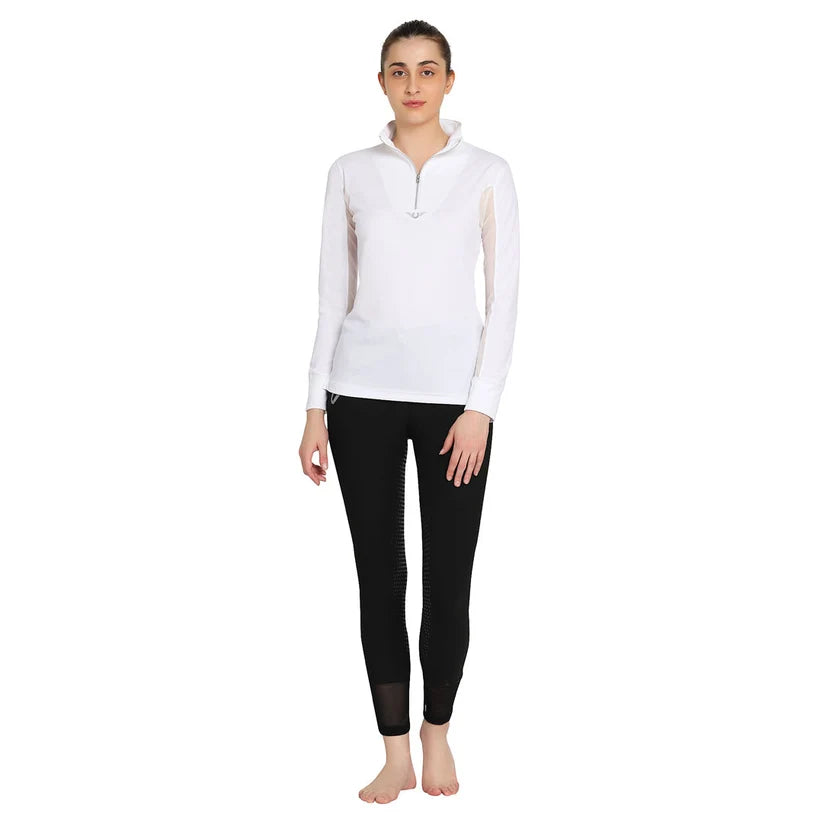TuffRider Ladies Long Sleeve Ventilated Technical Sport Shirt – UV Protection, Quick-Dry, Mesh Undersleeves