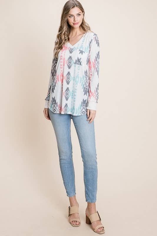 SOPHIA AZTEC PRINT TOP