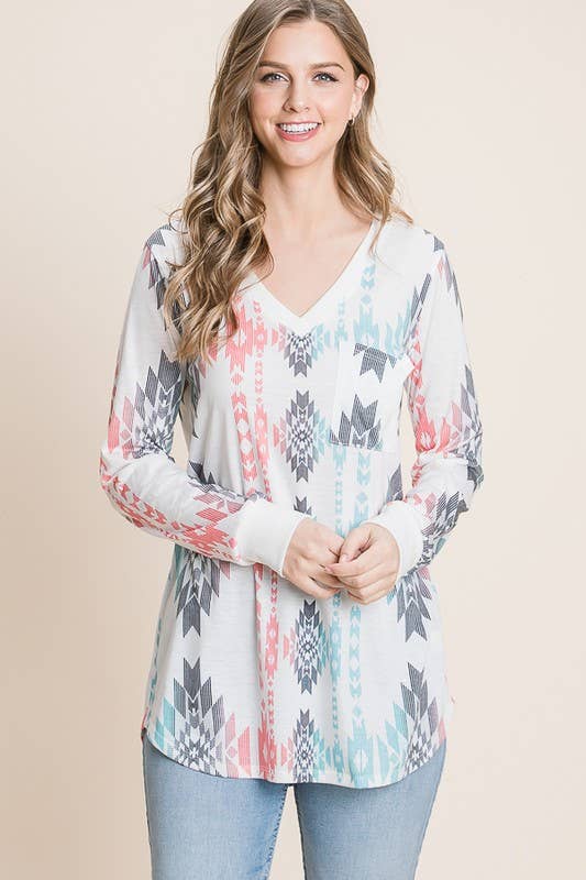 SOPHIA AZTEC PRINT TOP