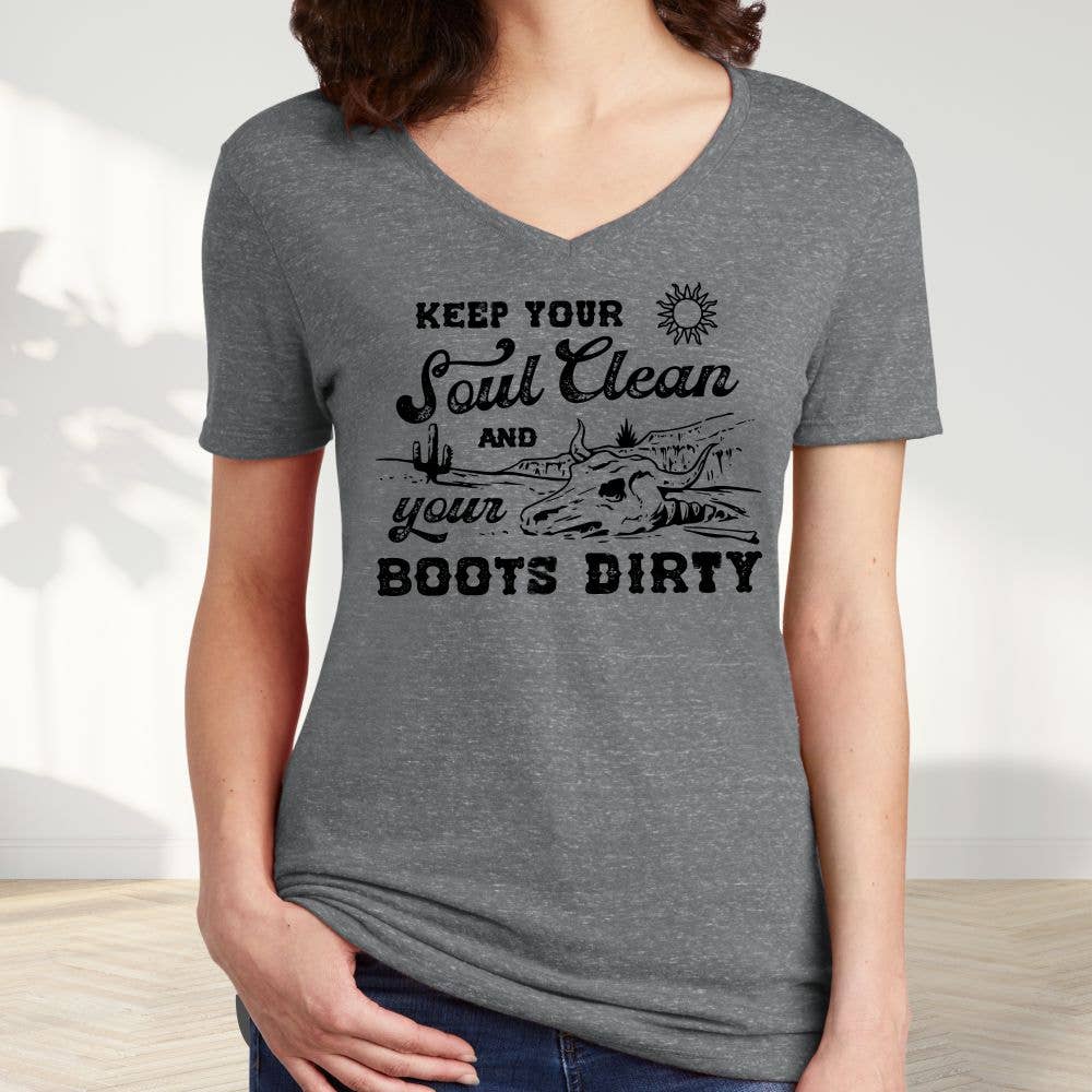 Soul Clean Boots Dirty V-Neck / Ladies