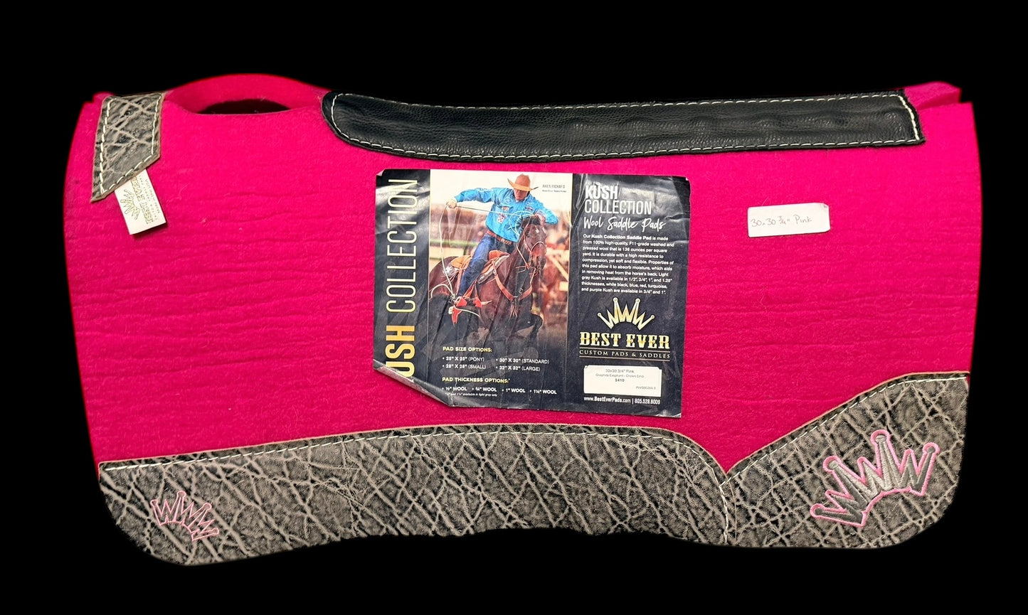 30X30" 3/4" Pink Kush Graphite Elephant Crown Emb Best Ever Pad