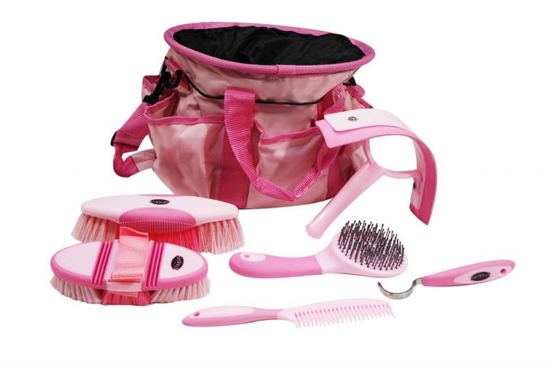 Showman 6 piece soft grip grooming kit with nylon carrying bag