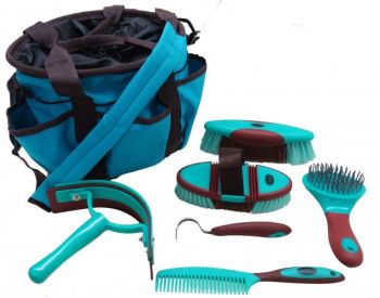 Showman 6 piece soft grip grooming kit with nylon carrying bag