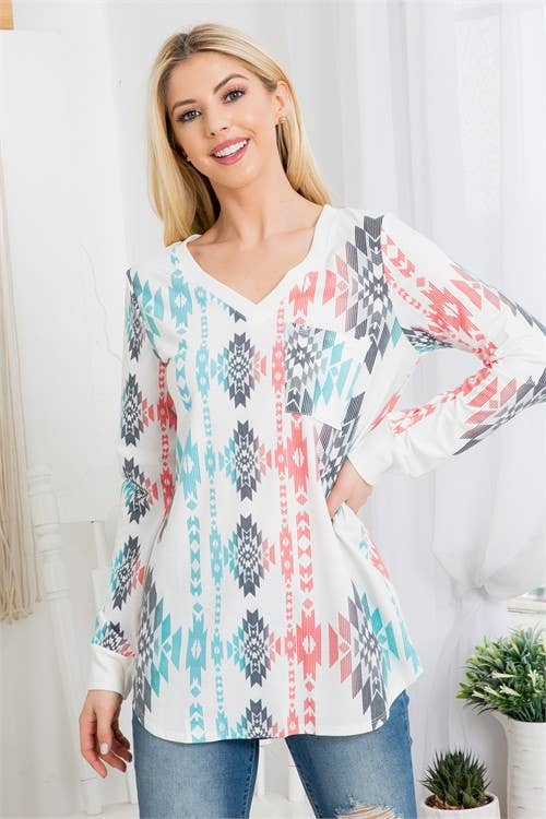 SOPHIA AZTEC PRINT TOP