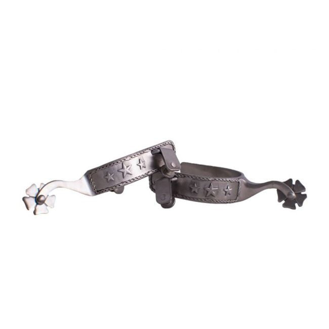 Showman Men's Stainless Steel Spur with Rope Border and Stars