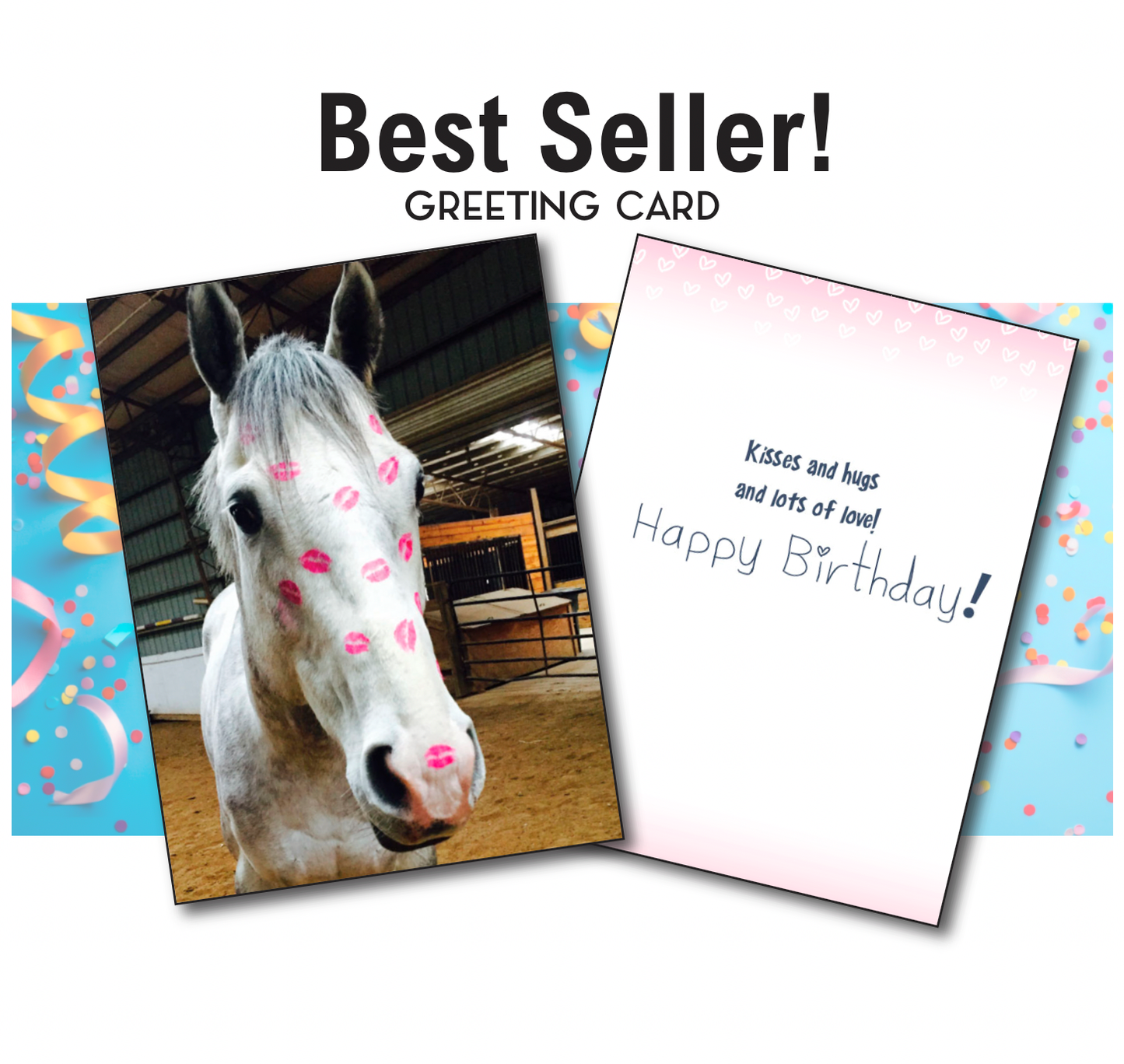 Horse Greeting Birthday Card / Kiss / Bestseller