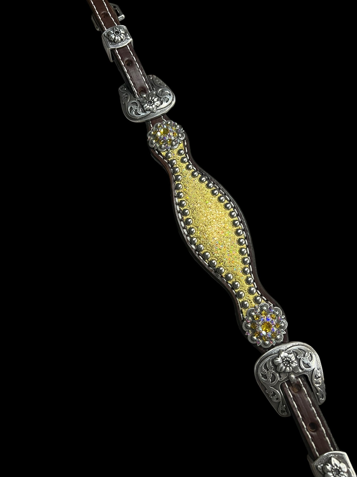 Sunshine Sparkle on Walnut leather