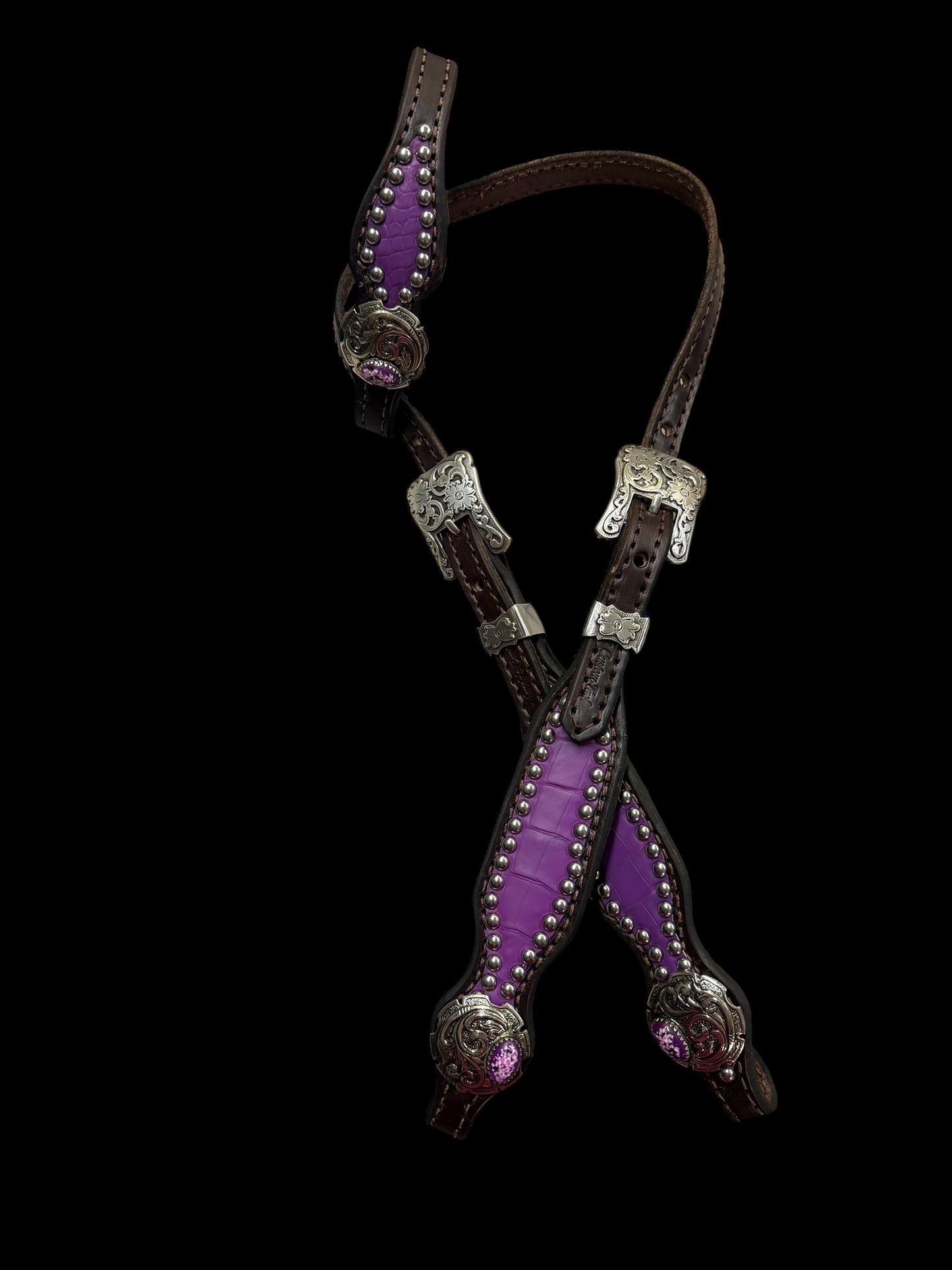 Genuine Matte Hyacinth Alligator Tack set