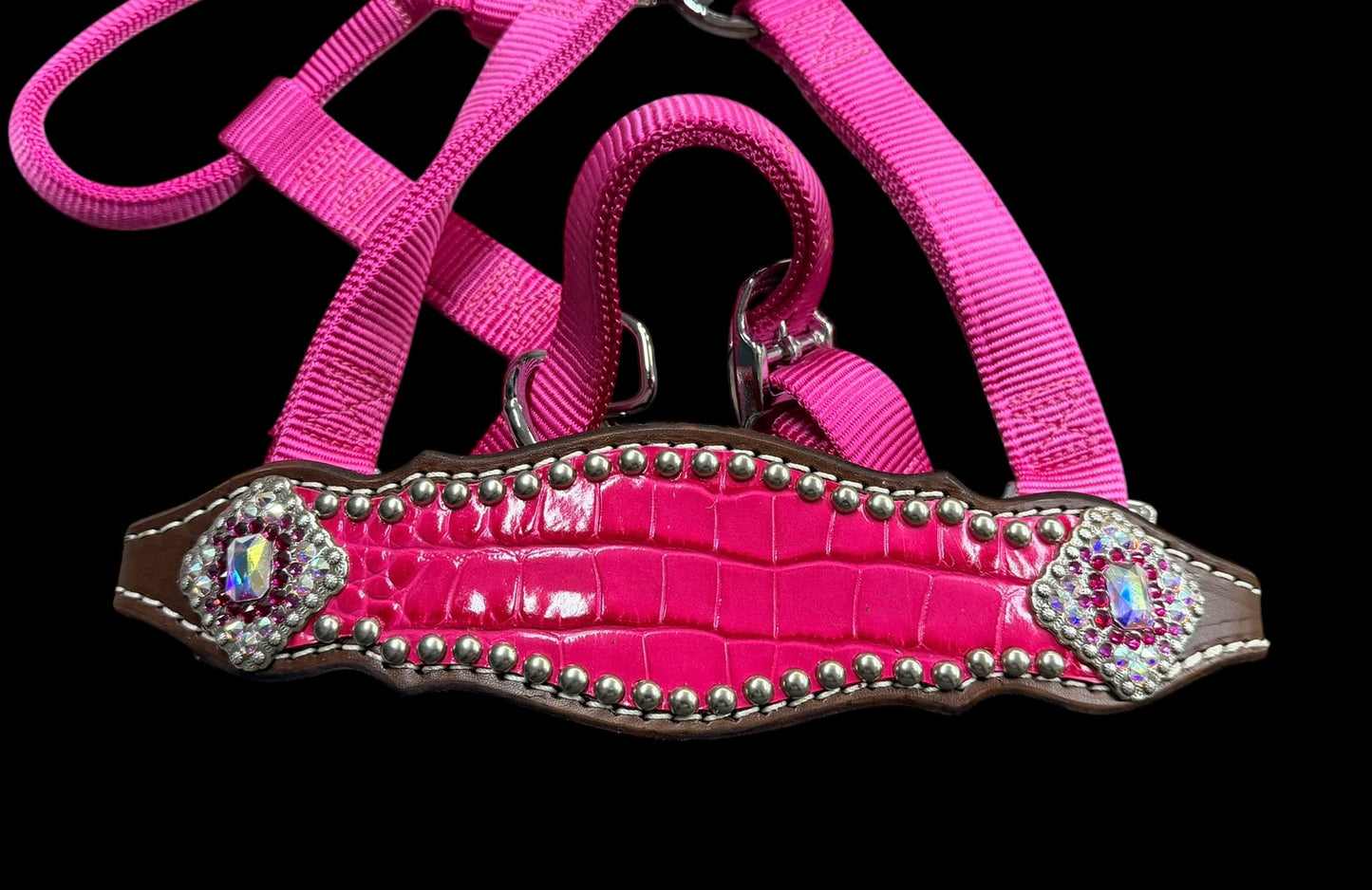 Flamingo gator on Walnut leather