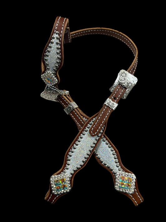 Silver ice on medium leather