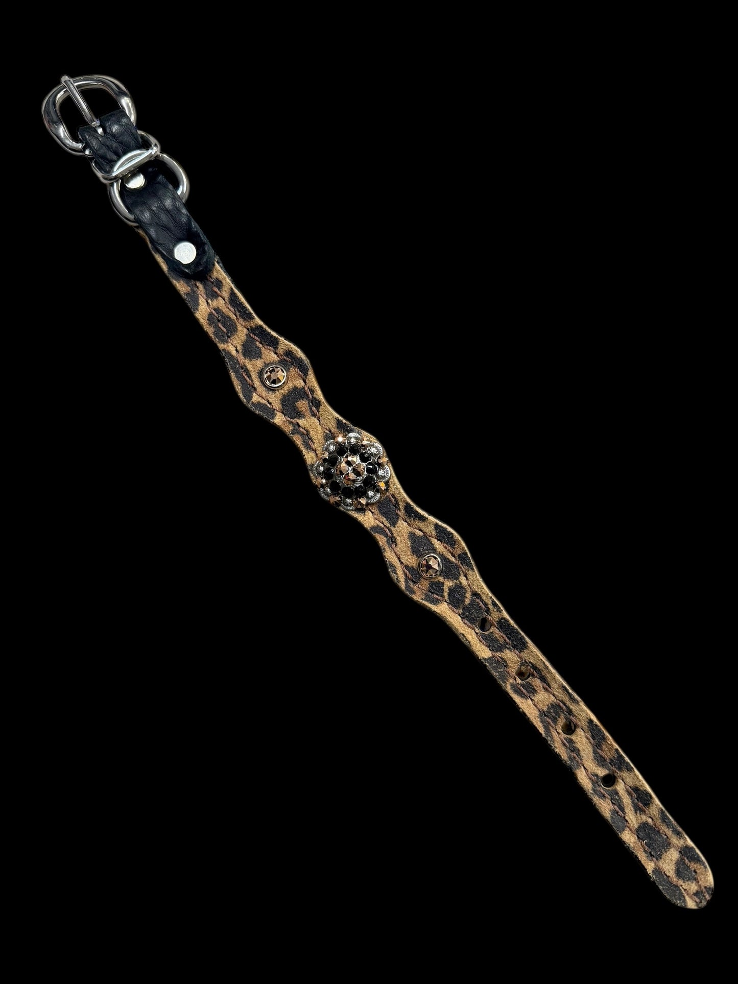 Leopard on Walnut leather