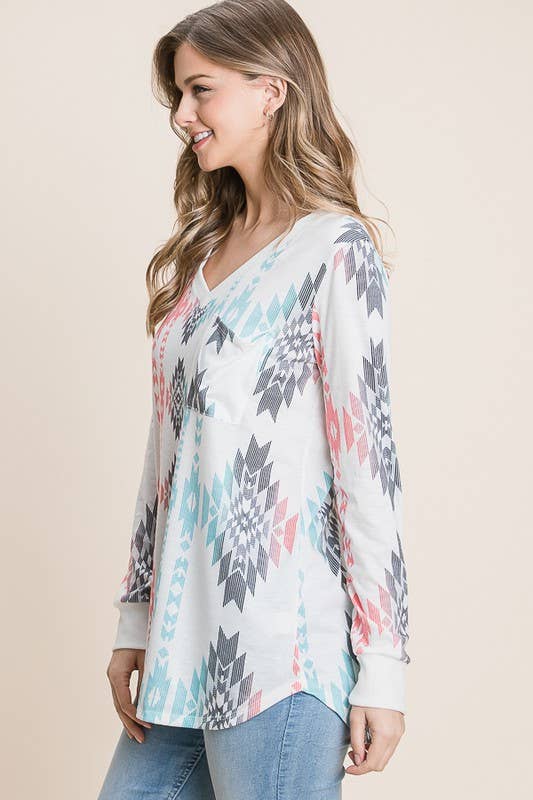 SOPHIA AZTEC PRINT TOP