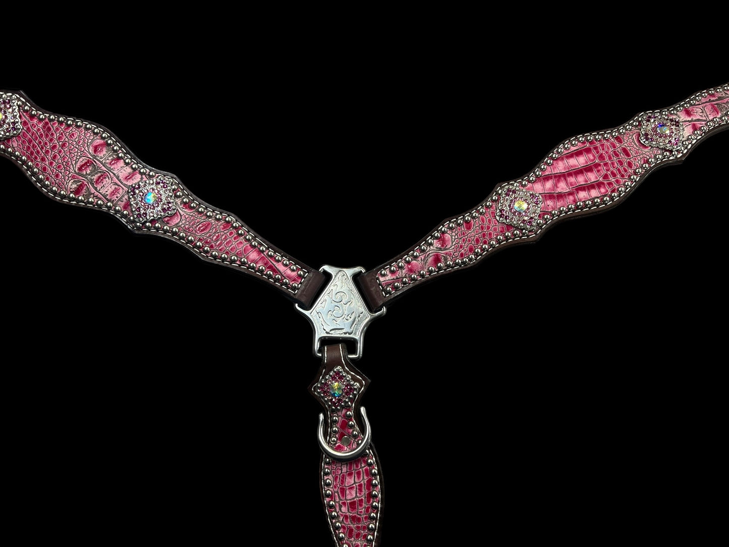 Flamingo gator on Walnut leather