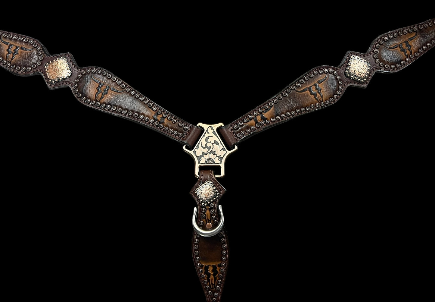 Brown longhorns on Walnut Leather