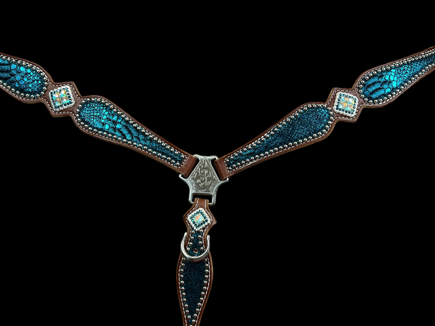 teal mystic on medium leather