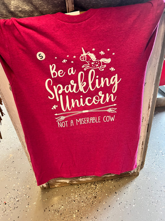 Be Sparkling Unicorn Not Miserable Cow Pink