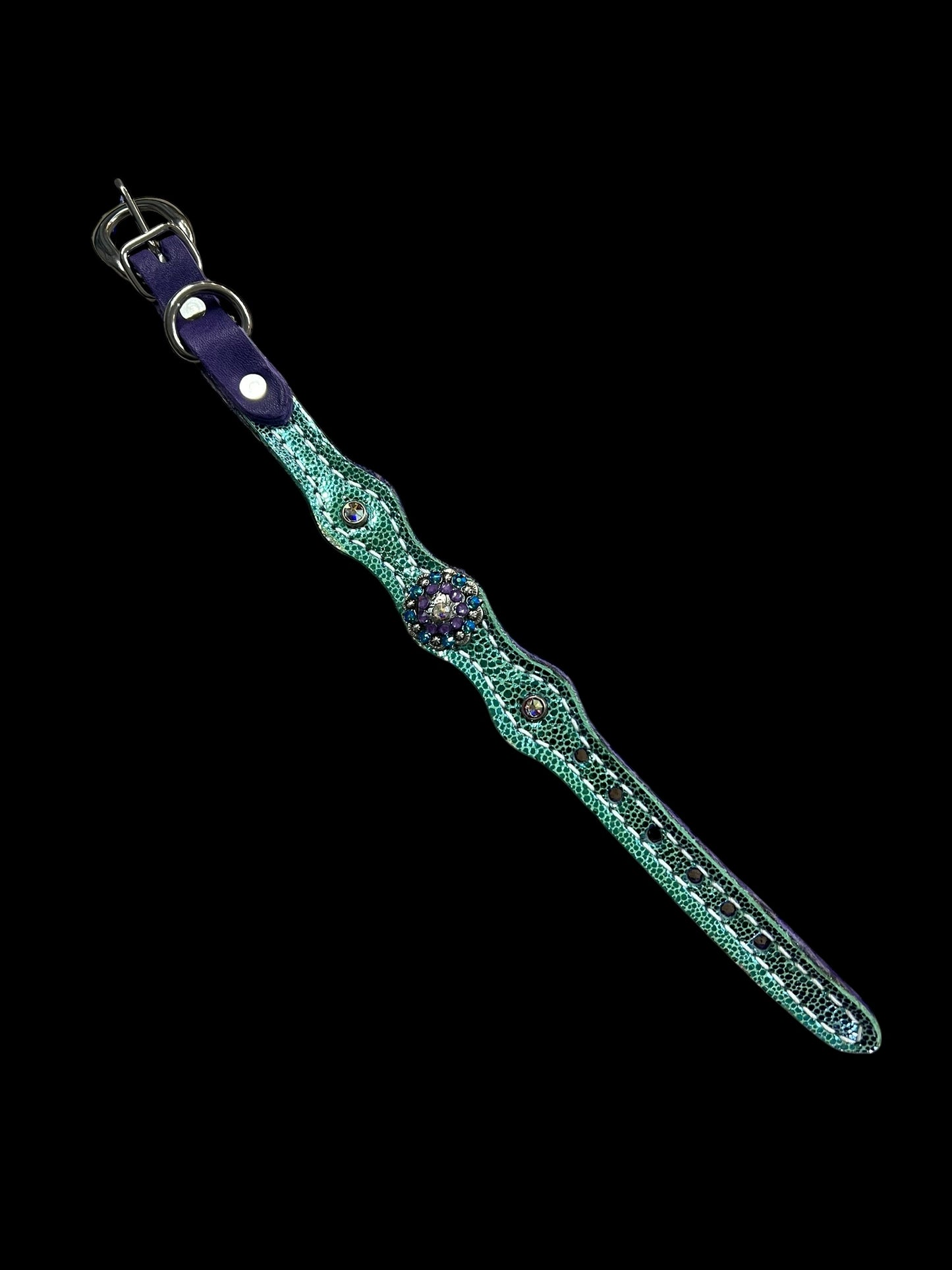 Mermaid tail glitter on Chocolate leather