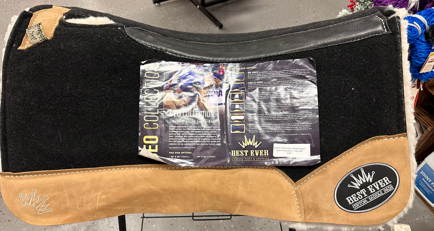 CEO 1/2" 30"x30" Fleece Deep Contour Yukon Oiled Leather Silver Best Ever