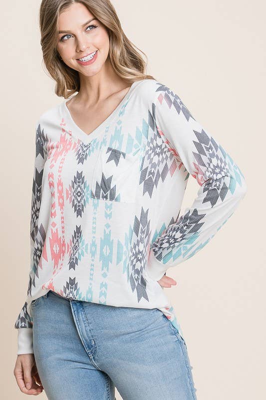 SOPHIA AZTEC PRINT TOP