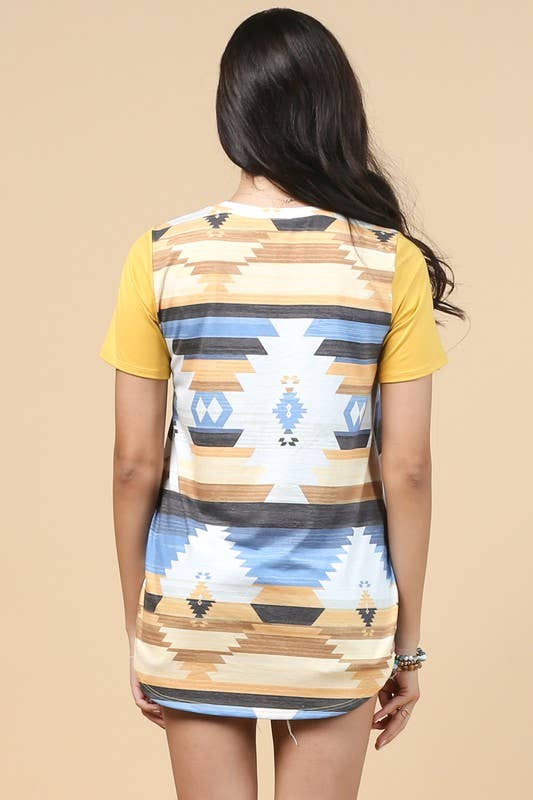 IINES AZTEC PRINT COLOR BLOKCK T SHIRT