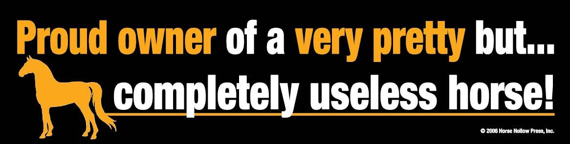 Horse Bumper Sticker / Proud Owner of a Very Pretty... / Fun