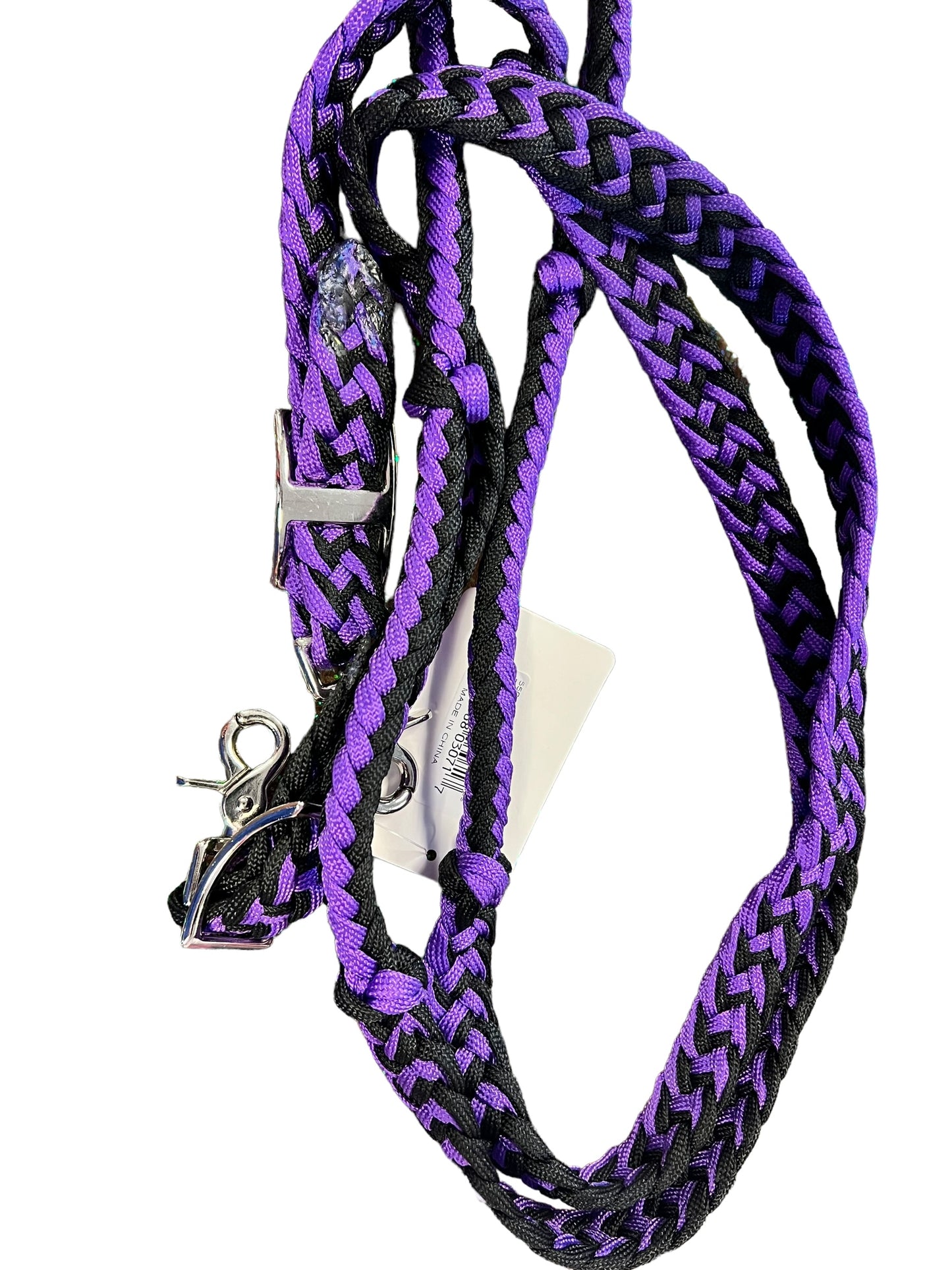 Braided Barrel / Roping Reins 8 Ft with 2 Nickel Plated Scissor Snap 2 Tone Colors