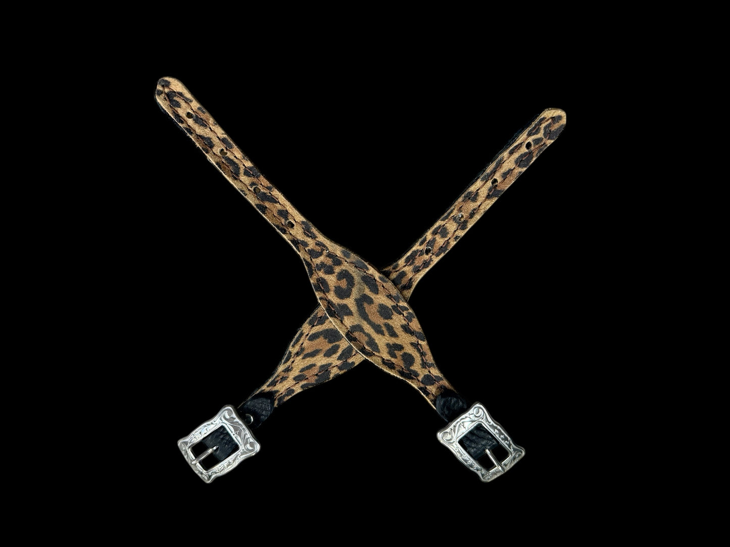 Leopard on Walnut leather