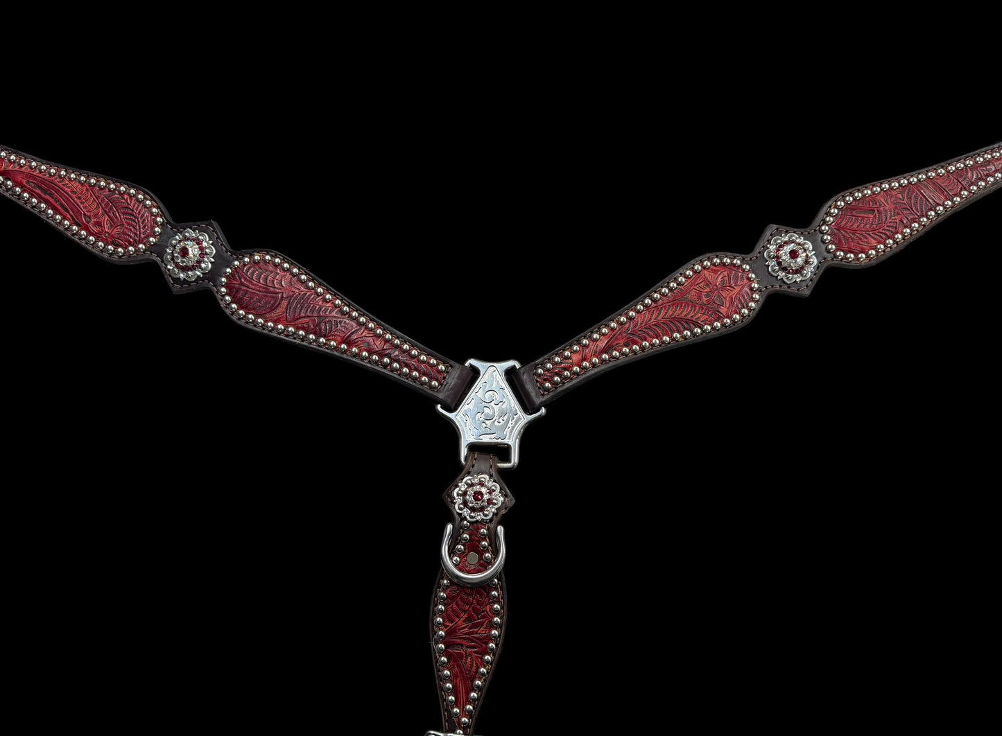 Pomegranate floral on dark leather