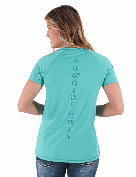 Breathe Instant Cooling UPF short sleeve raglan/baseball tee (turquoise)