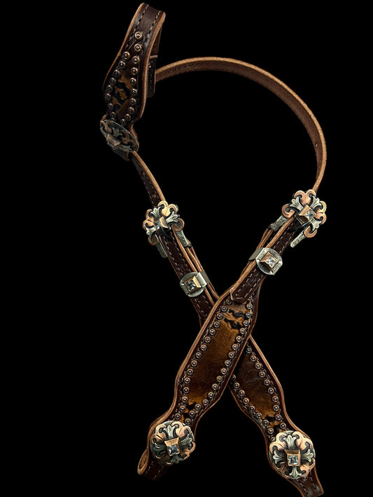 Brown longhorns on chocolate harness leather