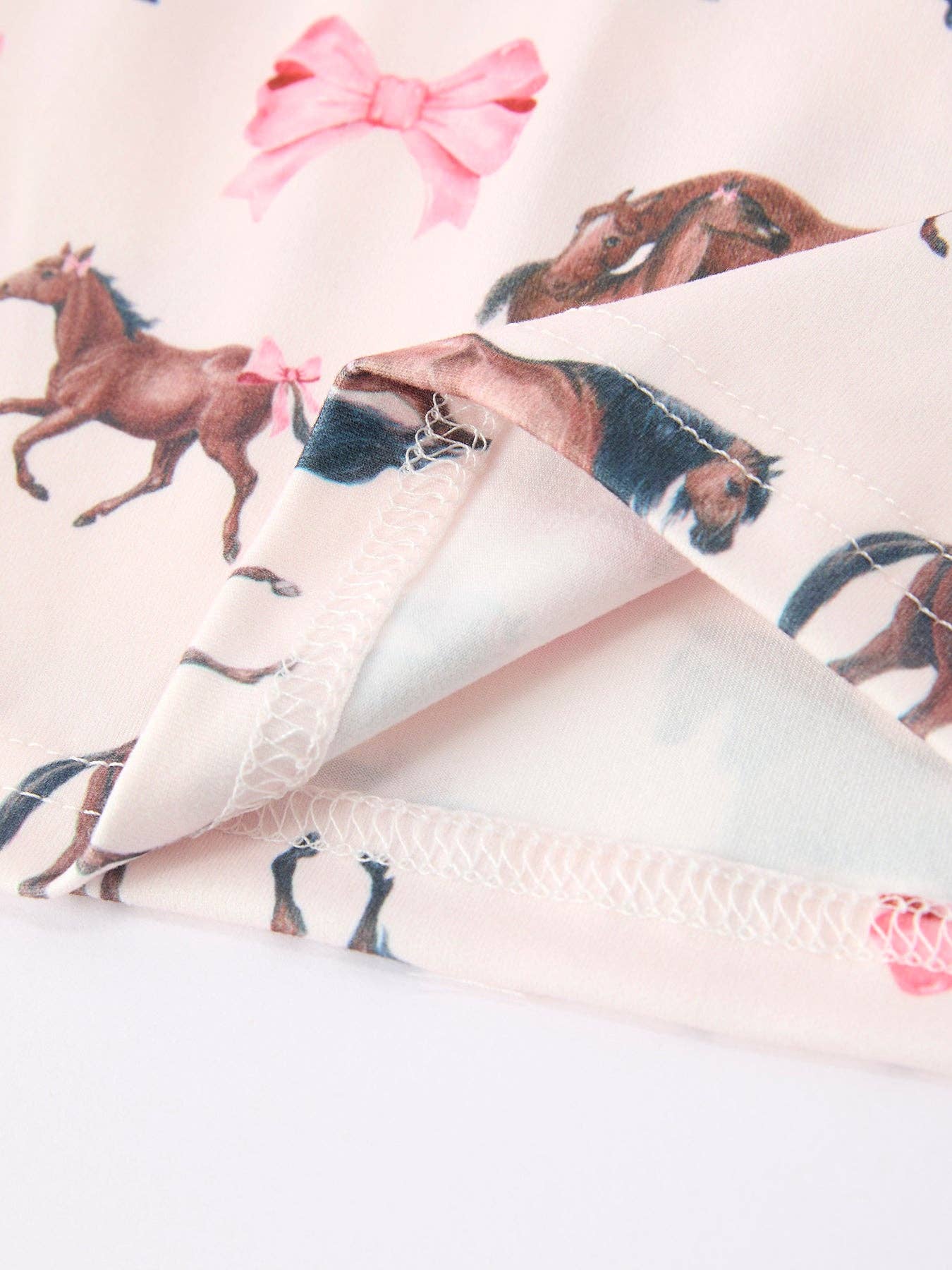 Girls Western Horse Bow Pajamas Set Print