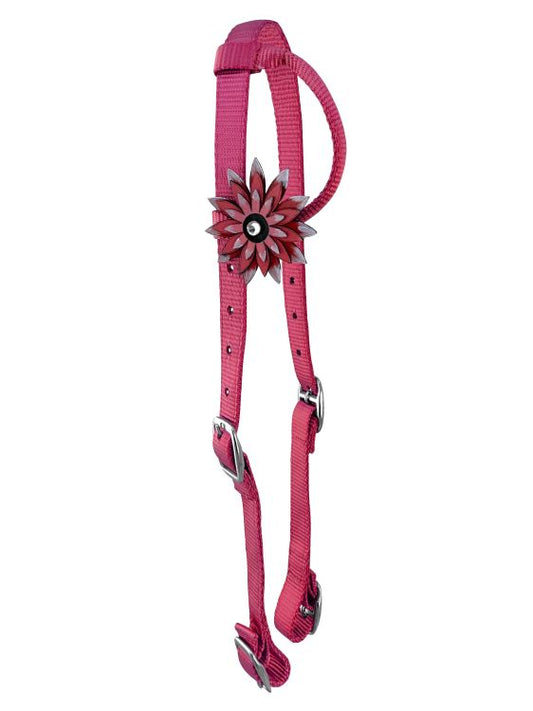Showman Colorful Nylon One Ear Headstall with 3D Flower Accent