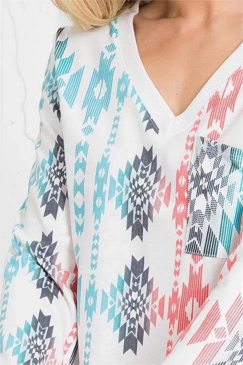 SOPHIA AZTEC PRINT TOP