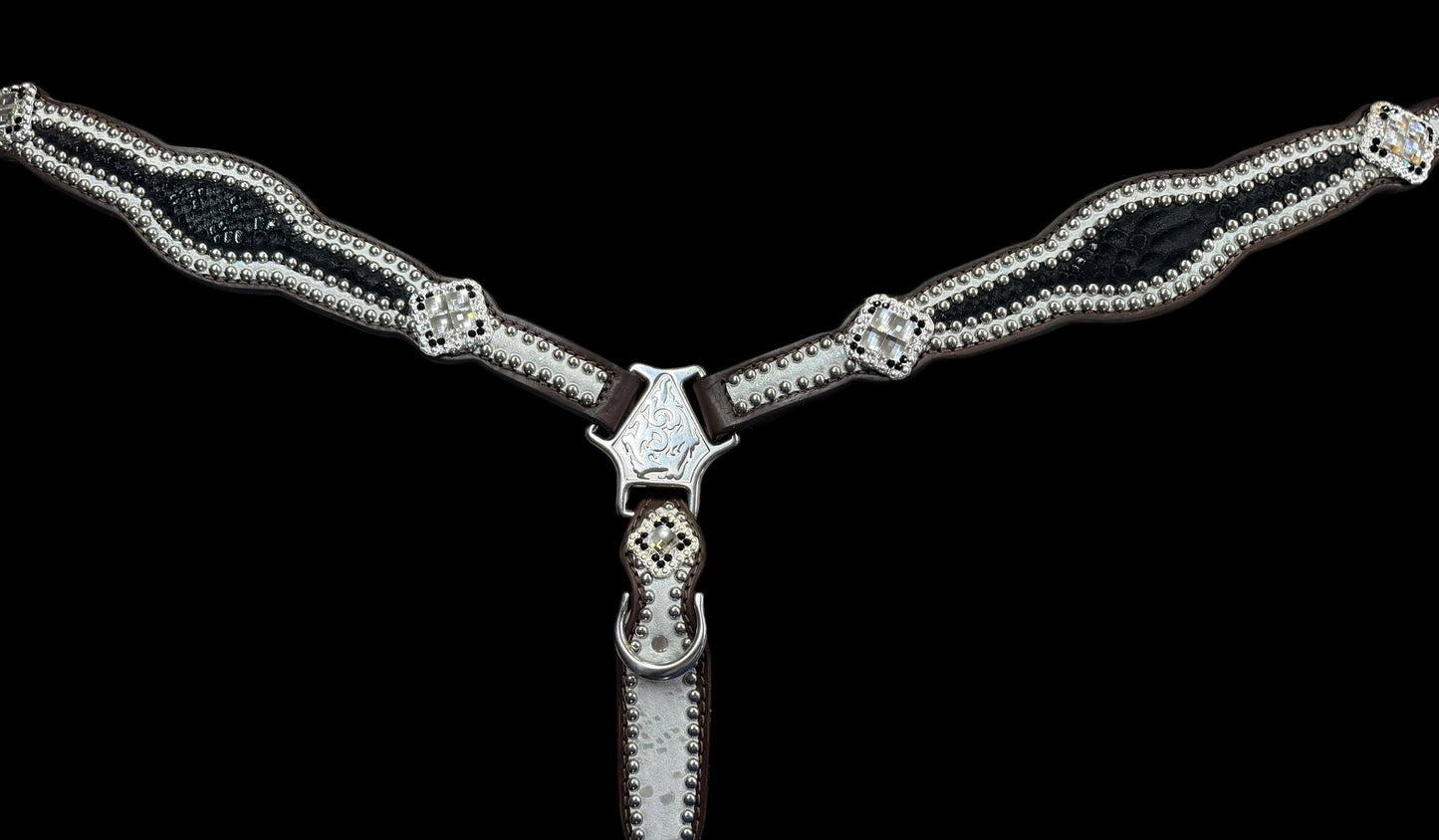 Black and white mystic on dark leather