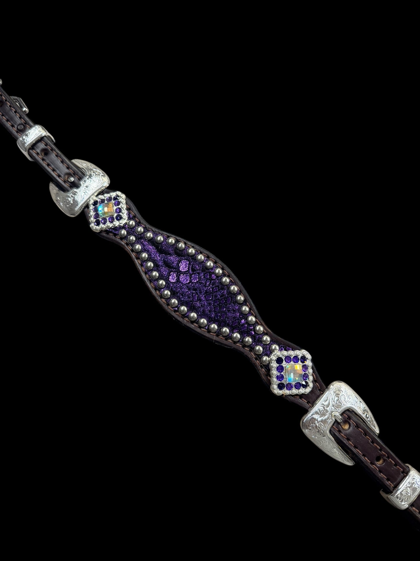 Purple mystic on Walnut leather