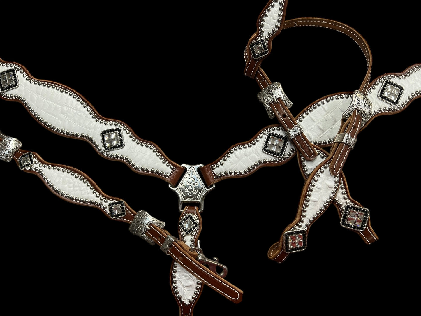 White gator on medium  leather