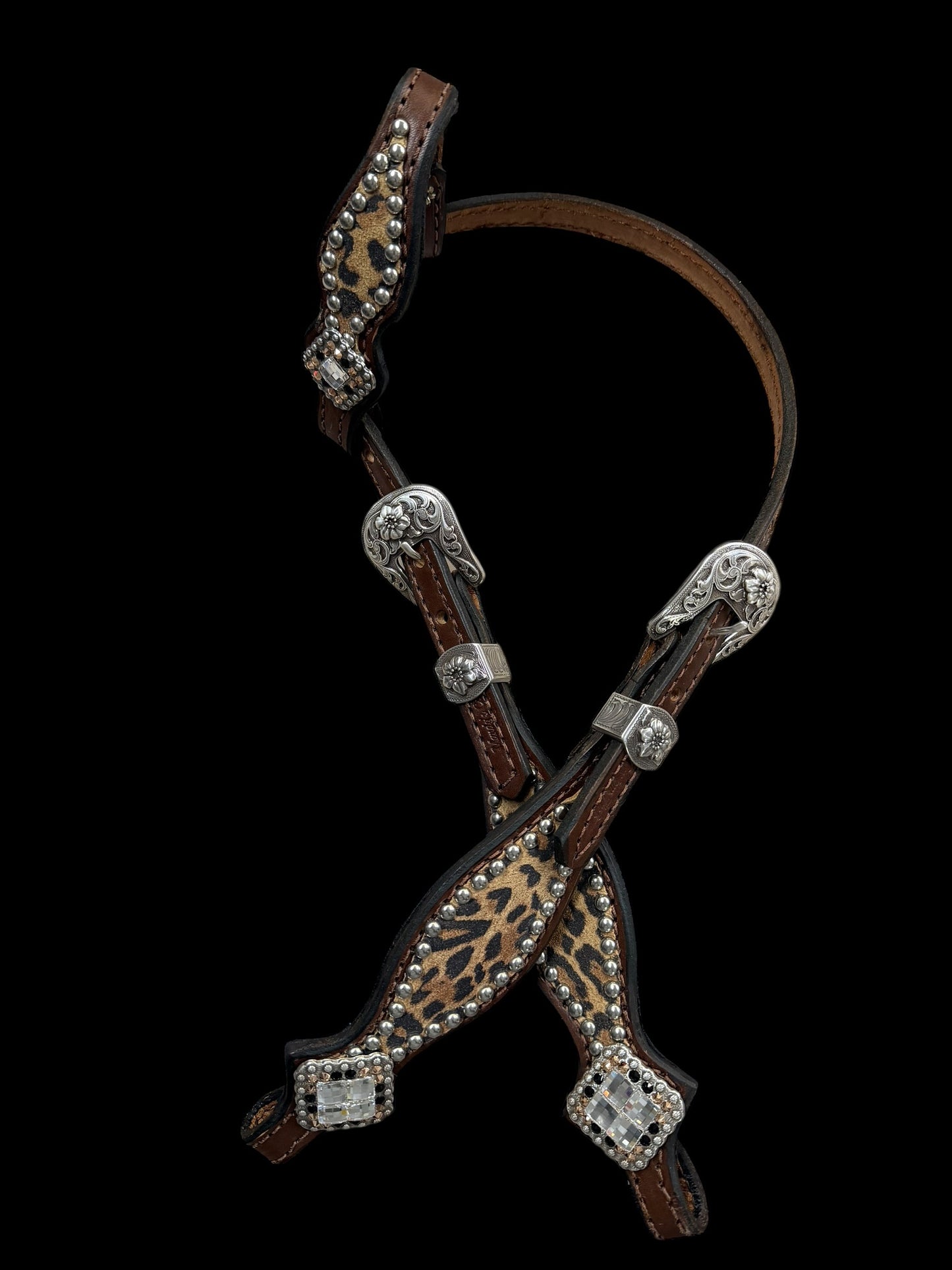 Leopard on Walnut leather