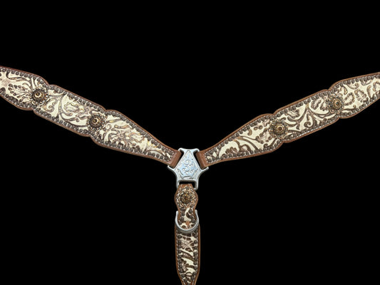Latte cowboy tooled on medium leather