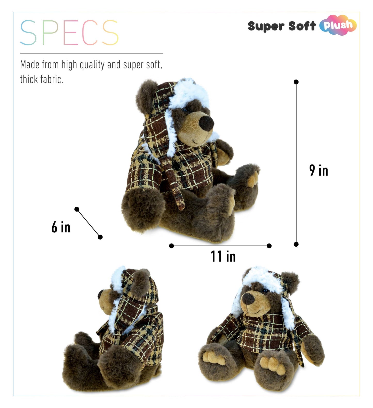 Super Soft Plush With Clothes  - Brown Bear
