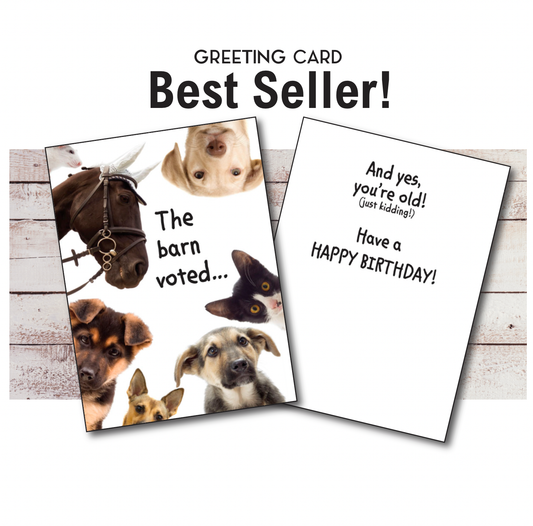 Horse Greeting Birthday Card / The Barn Voted / Funny