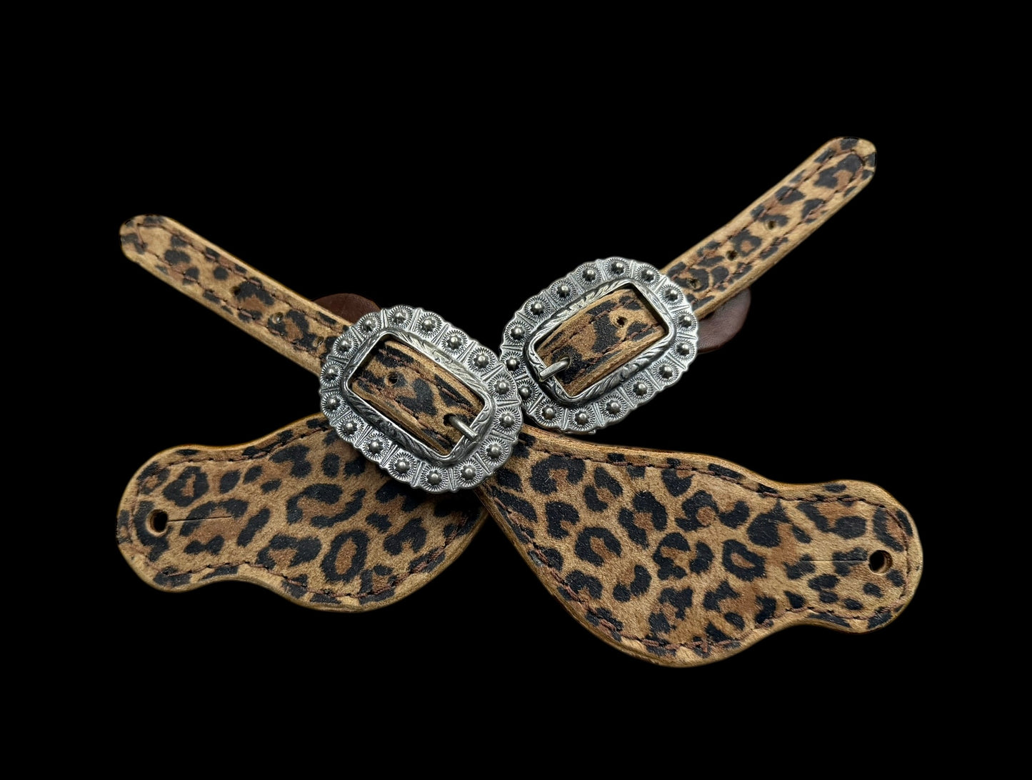 Leopard on Walnut leather