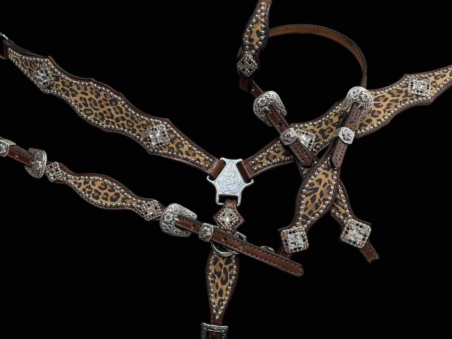 Leopard on Walnut leather