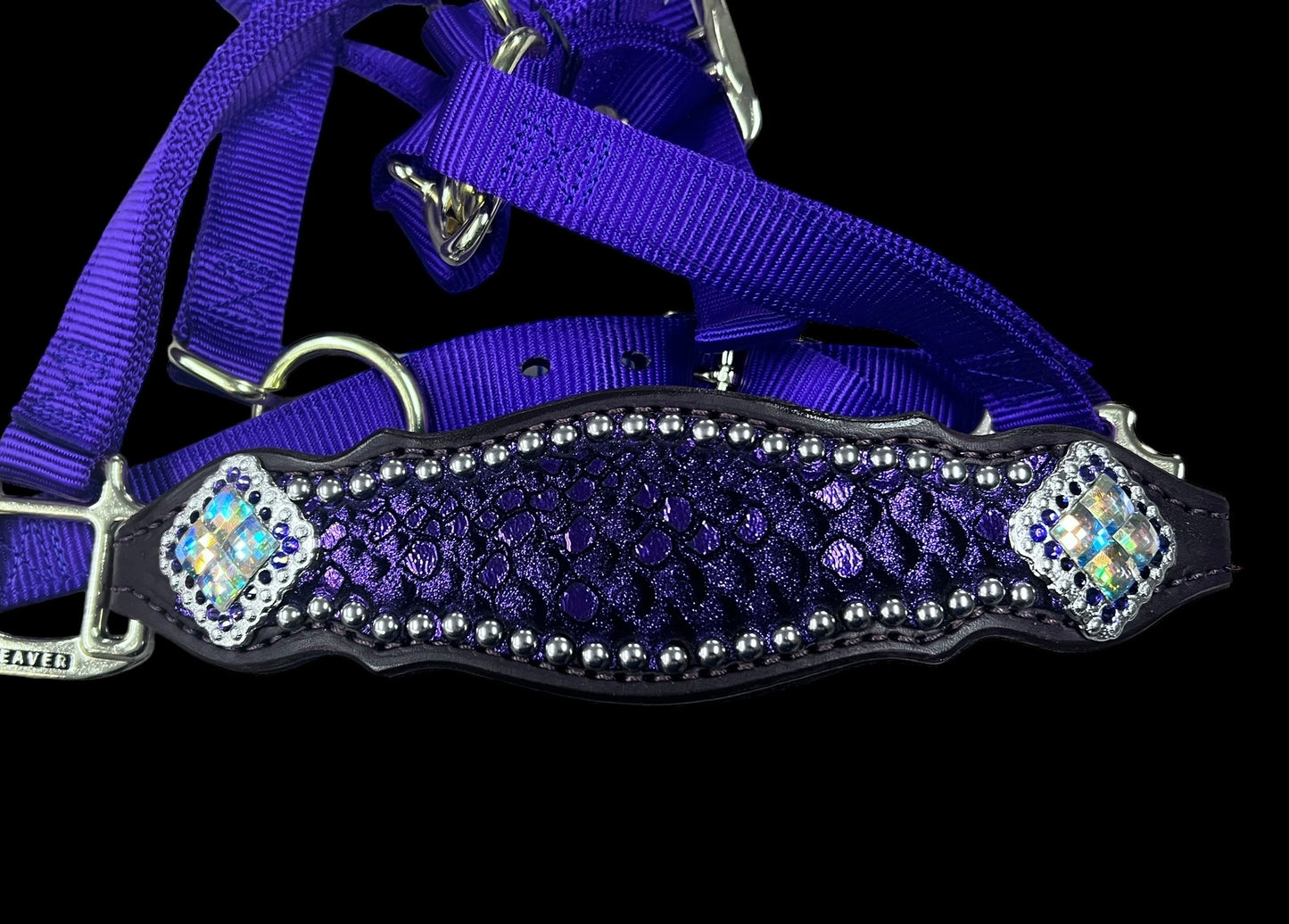 Purple mystic on dark leather