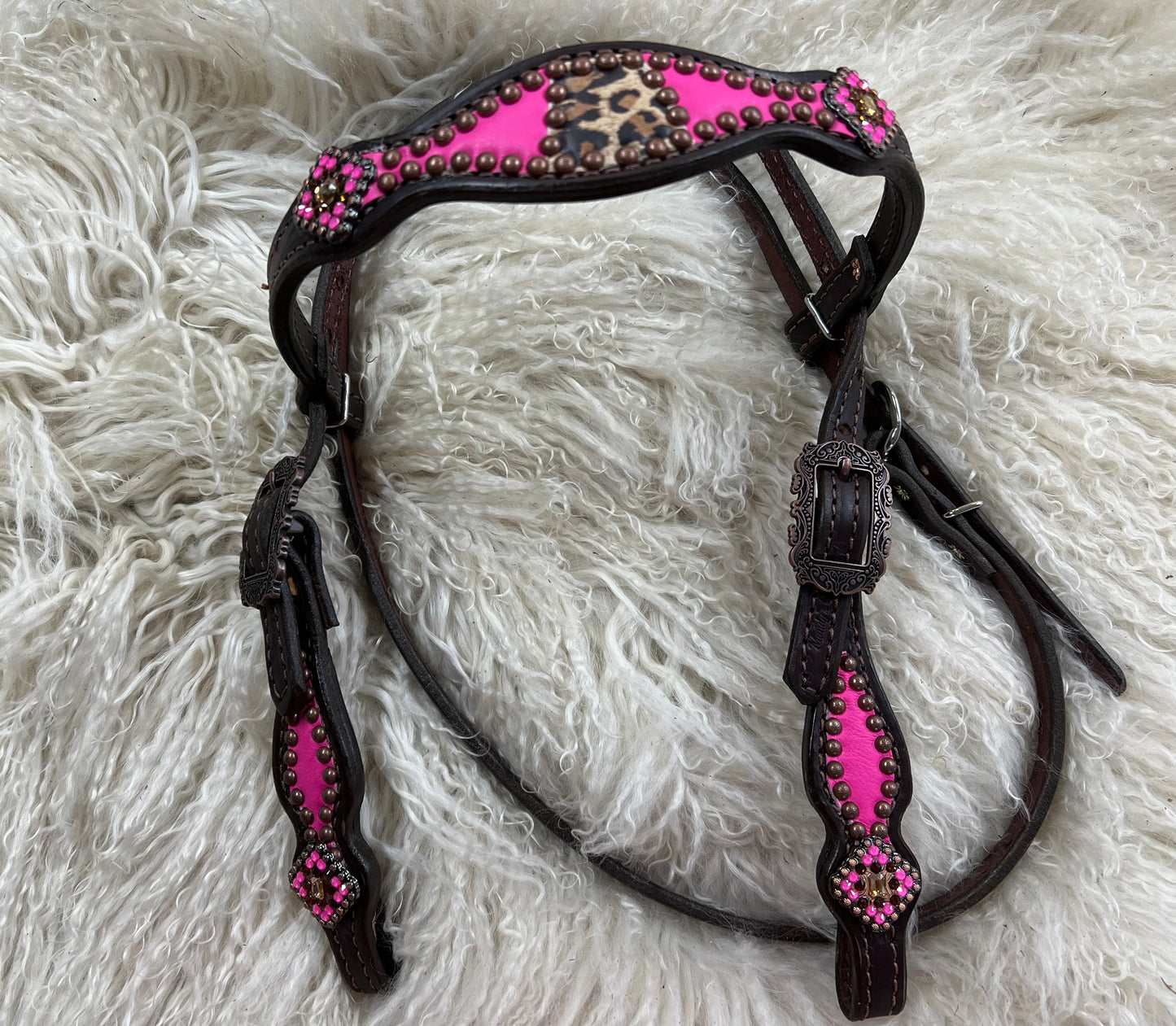 Hot pink and Leopard on dark leather