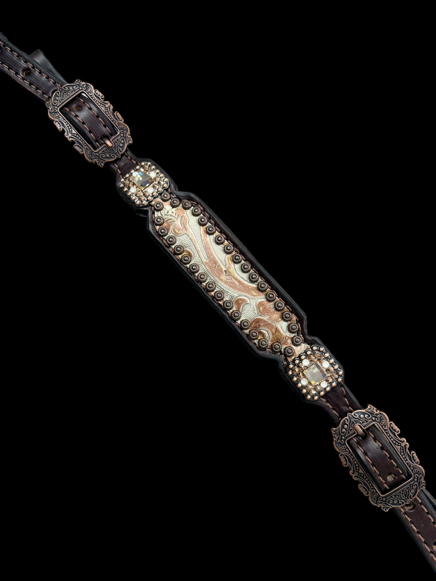 Ginger floral on dark leather