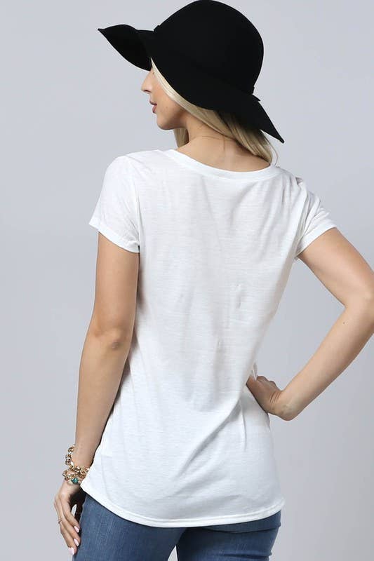 SHAYNA WILD WEST GRAPHIC V NECK SS TEE