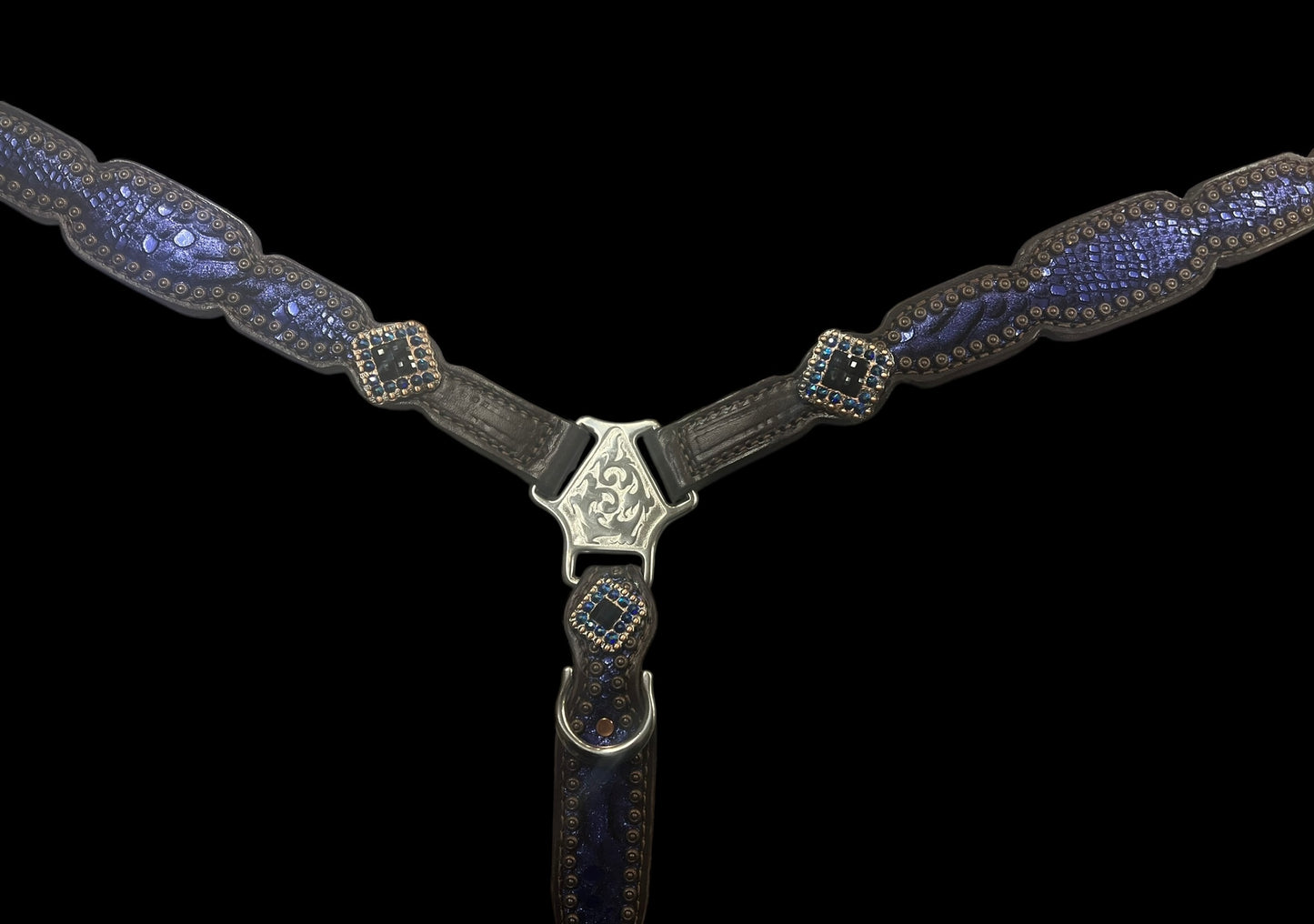 Indigo mystic on Dark leather