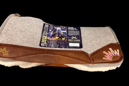 30"x30" 1" Kush Fleece Oak Nut Leather crown Emb  Best Ever Pad