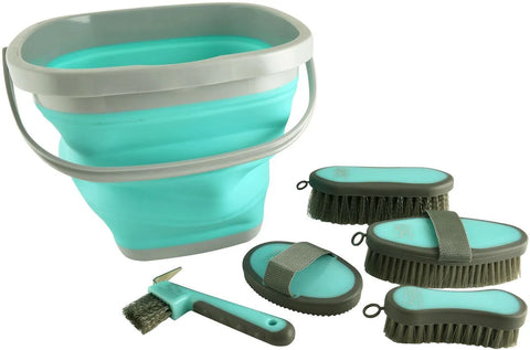 6 Piece Grooming Kit With Collapsible Bucket